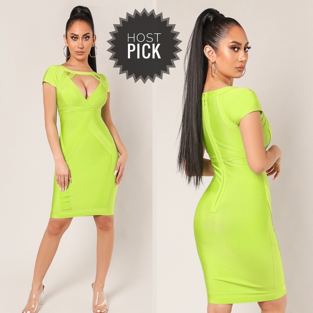 💚 Green Bandage Cut Out Dress